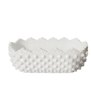 Fenton Hobnail Milk Glass Scalloped Rim Planter or Serving Bowl